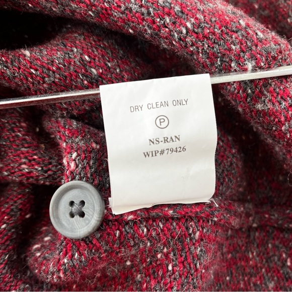 WOOLRICH Ruby Red Grey Button Up Cardigan Sweater L - Picture 5 of 9